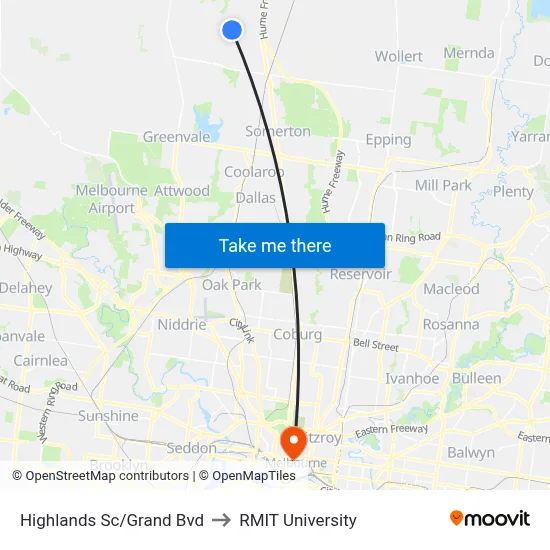 Highlands Sc/Grand Bvd to RMIT University map