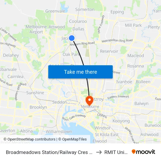 Broadmeadows Station/Railway Cres to RMIT University map