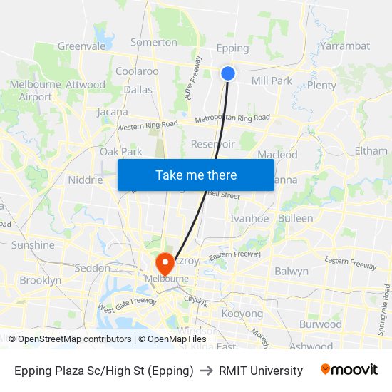 Epping Plaza Sc/High St (Epping) to RMIT University map