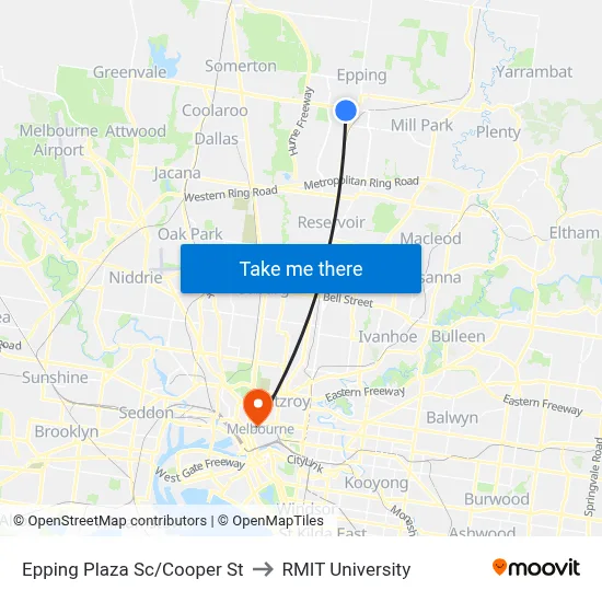 Epping Plaza Sc/Cooper St to RMIT University map
