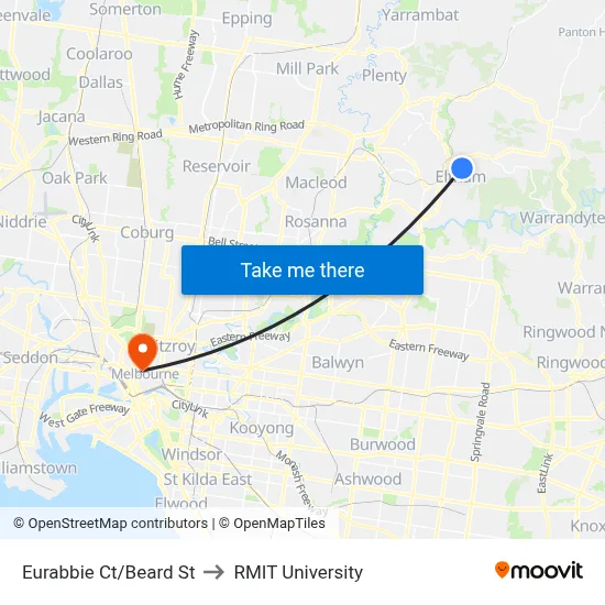Eurabbie Ct/Beard St to RMIT University map