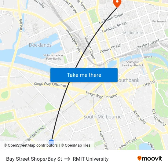 Bay Street Shops/Bay St to RMIT University map