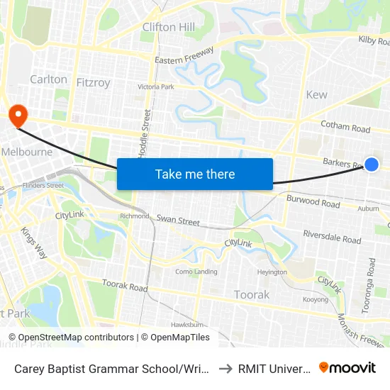 Carey Baptist Grammar School/Wrixon St to RMIT University map