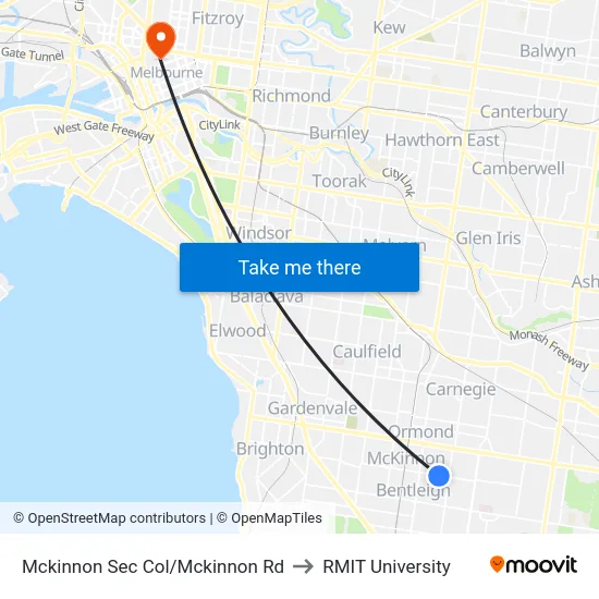 Mckinnon Sec Col/Mckinnon Rd to RMIT University map