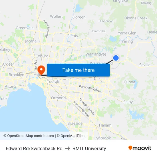 Edward Rd/Switchback Rd to RMIT University map