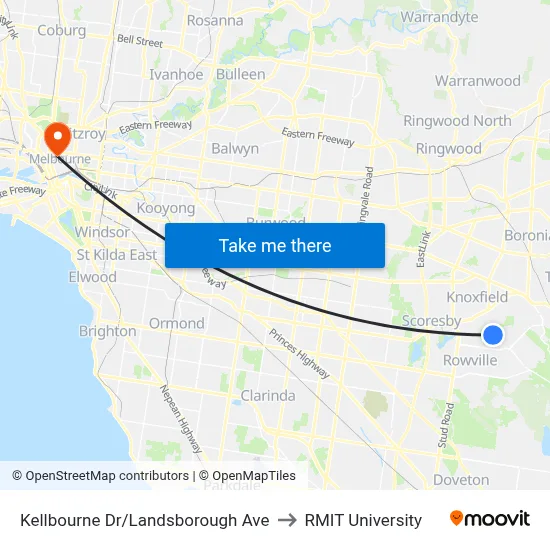 Kellbourne Dr/Landsborough Ave to RMIT University map