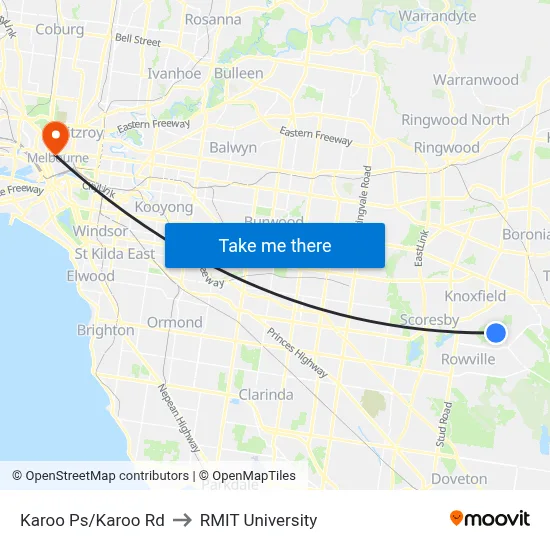 Karoo Ps/Karoo Rd to RMIT University map