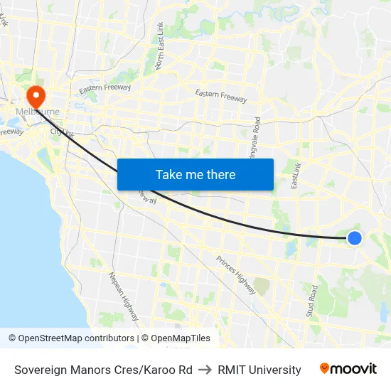 Sovereign Manors Cres/Karoo Rd to RMIT University map