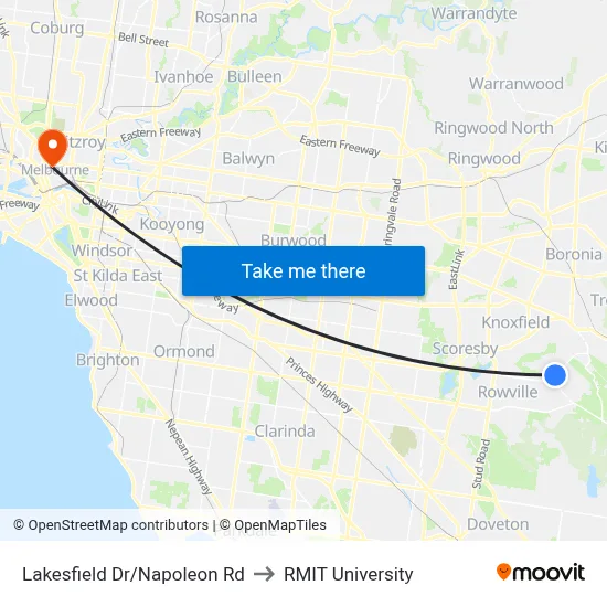 Lakesfield Dr/Napoleon Rd to RMIT University map