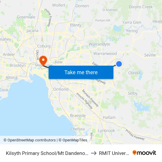 Kilsyth Primary School/Mt Dandenong Rd to RMIT University map
