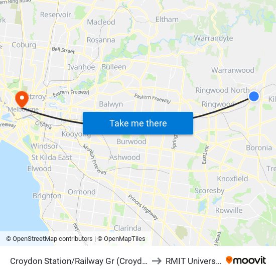 Croydon Station/Railway Gr (Croydon) to RMIT University map