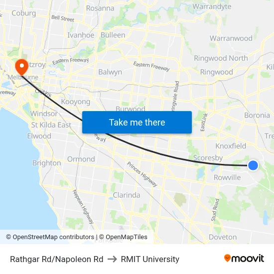 Rathgar Rd/Napoleon Rd to RMIT University map