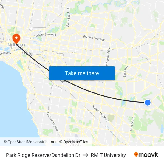 Park Ridge Reserve/Dandelion Dr to RMIT University map