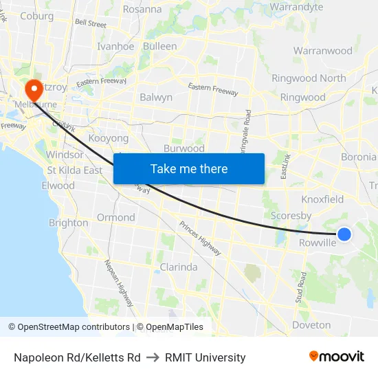 Napoleon Rd/Kelletts Rd to RMIT University map