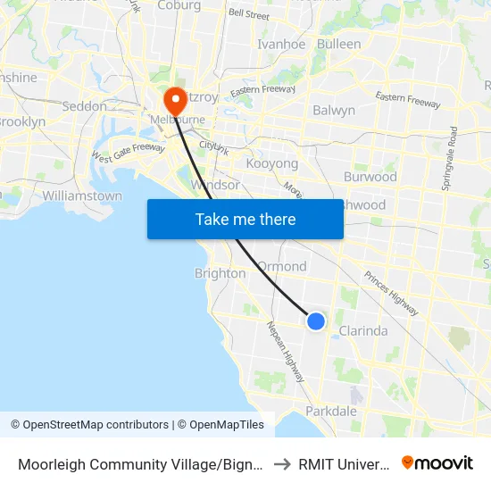 Moorleigh Community Village/Bignell Rd to RMIT University map