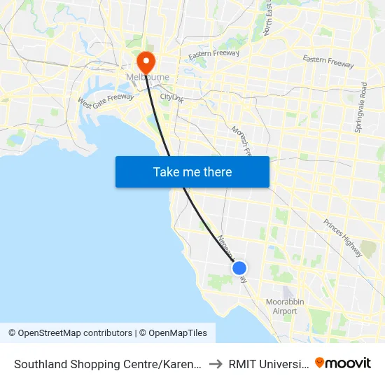 Southland Shopping Centre/Karen St to RMIT University map