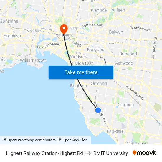 Highett Railway Station/Highett Rd to RMIT University map
