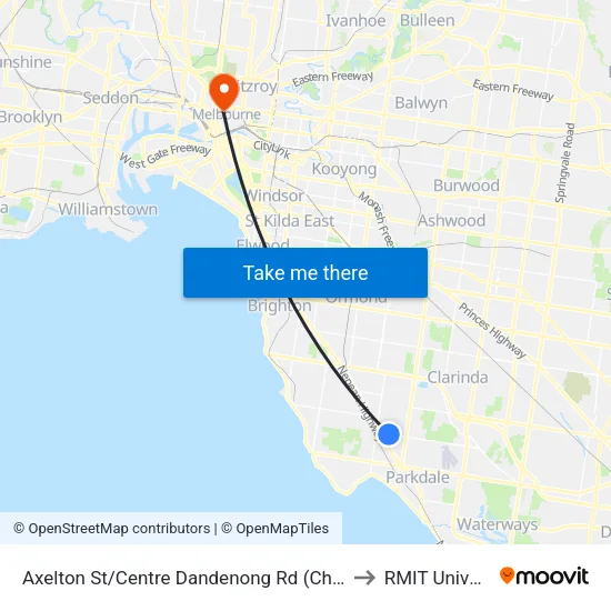 Axelton St/Centre Dandenong Rd to RMIT University map