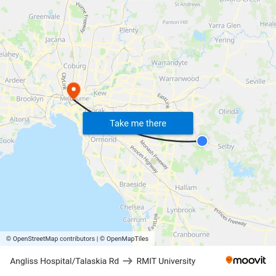 Angliss Hospital/Talaskia Rd to RMIT University map