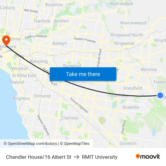 Chandler House/16 Albert St to RMIT University map