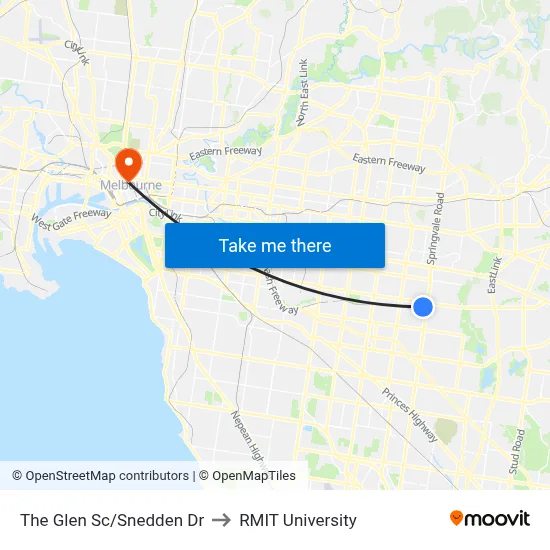 The Glen Sc/Snedden Dr to RMIT University map