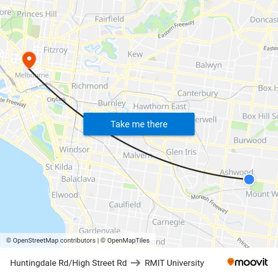 Huntingdale Rd/High Street Rd to RMIT University map