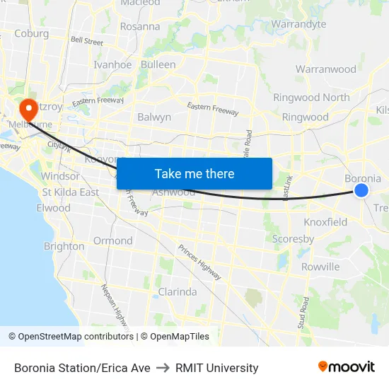 Boronia Station/Erica Ave to RMIT University map