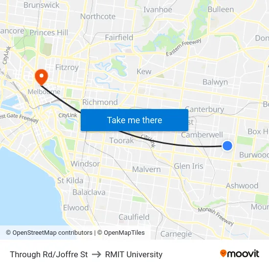 Through Rd/Joffre St to RMIT University map