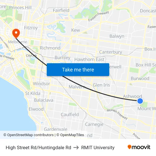 High Street Rd/Huntingdale Rd to RMIT University map