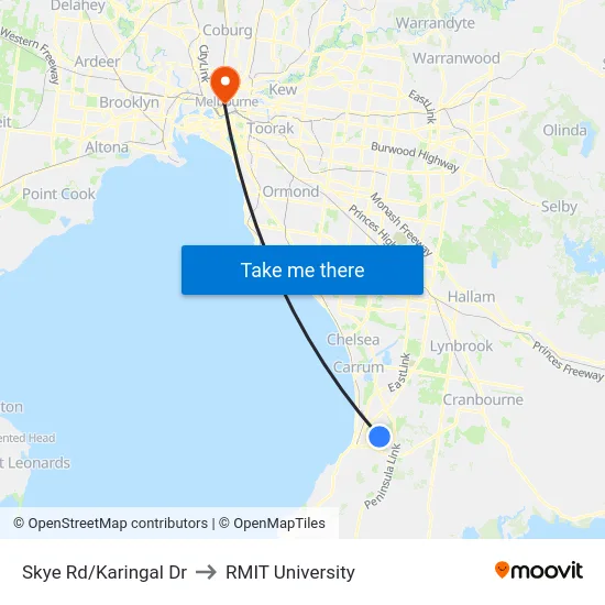 Skye Rd/Karingal Dr to RMIT University map