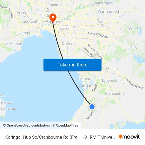 Karingal Hub Sc/Cranbourne Rd to RMIT University map