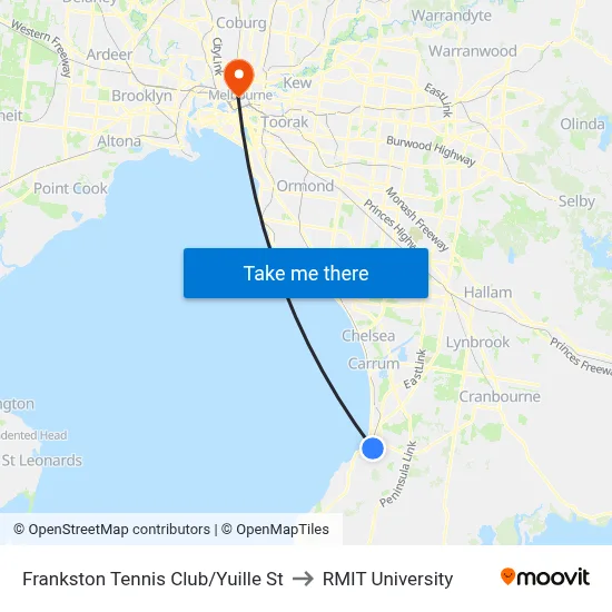 Frankston Tennis Club/Yuille St to RMIT University map