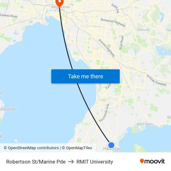 Robertson St/Marine Pde to RMIT University map