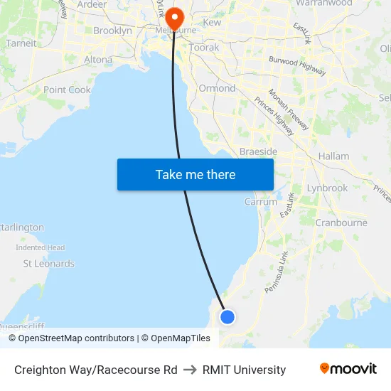 Creighton Way/Racecourse Rd to RMIT University map
