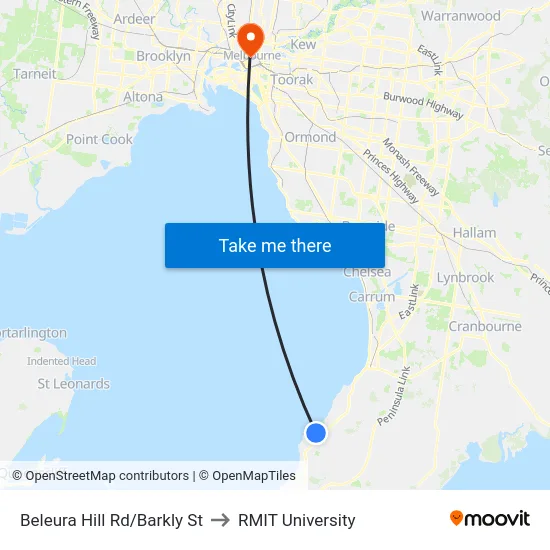 Beleura Hill Rd/Barkly St to RMIT University map