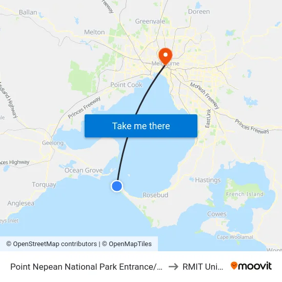 Point Nepean National Park Entrance/Point Nepean Rd to RMIT University map