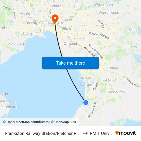 Frankston Railway Station/Fletcher Rd to RMIT University map