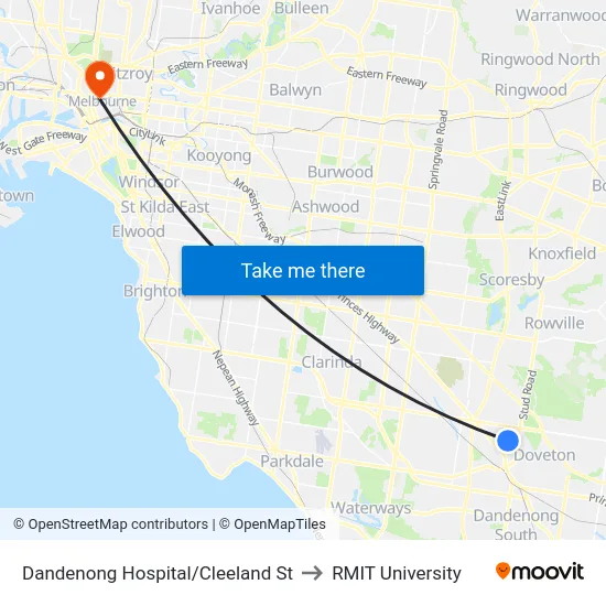 Dandenong Hospital/Cleeland St to RMIT University map