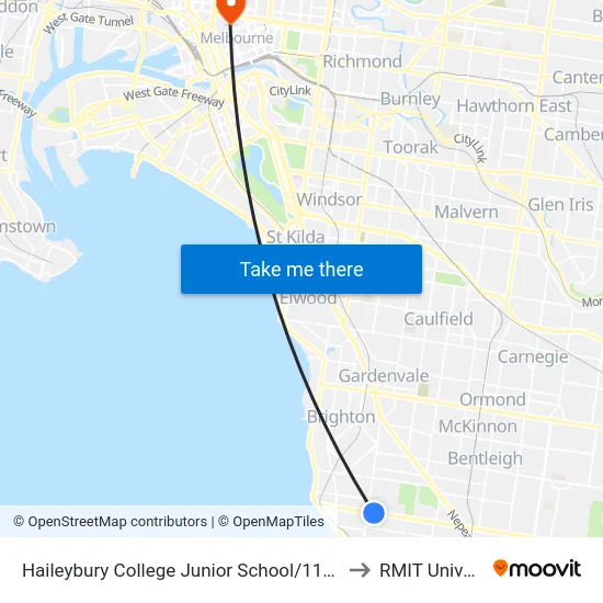 Haileybury College Junior School/118 South Rd to RMIT University map