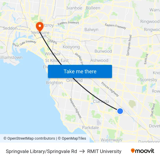 Springvale Library/Springvale Rd to RMIT University map