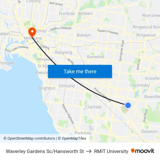 Waverley Gardens Sc/Hansworth St to RMIT University map