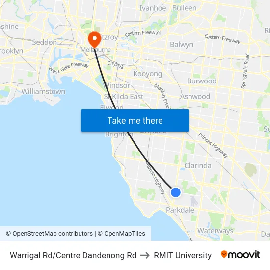 Warrigal Rd/Centre Dandenong Rd to RMIT University map