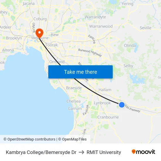 Kambrya College/Bemersyde Dr to RMIT University map