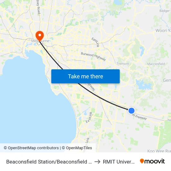 Beaconsfield Station/Beaconsfield Ave to RMIT University map