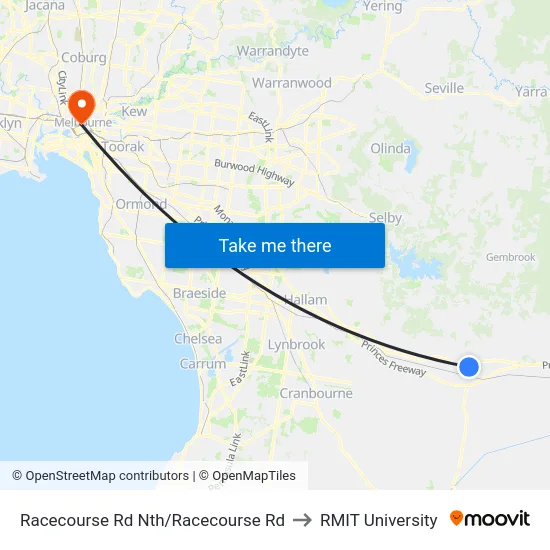 Racecourse Rd Nth/Racecourse Rd to RMIT University map