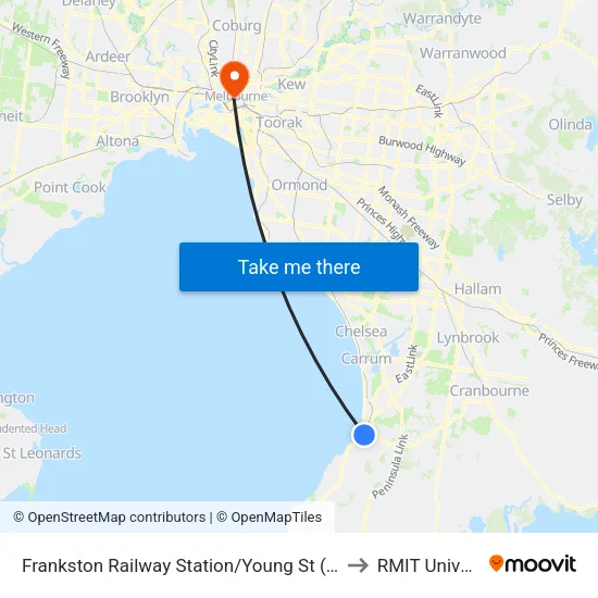 Frankston Railway Station/Young St to RMIT University map
