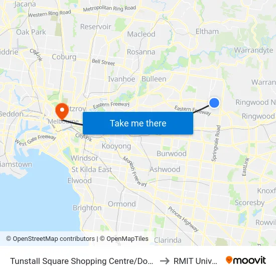 Tunstall Square Shopping Centre/Doncaster Rd to RMIT University map