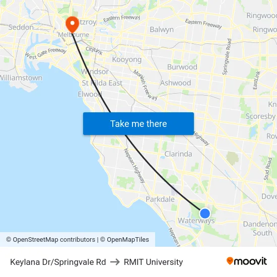 Keylana Dr/Springvale Rd to RMIT University map