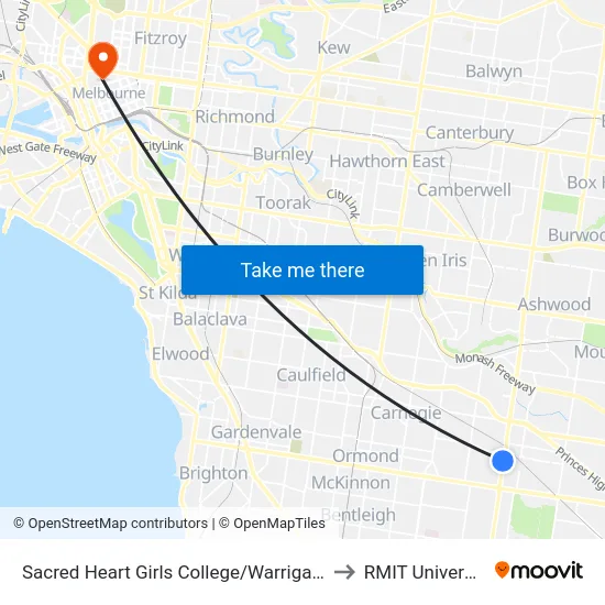 Sacred Heart Girls College/Warrigal Rd to RMIT University map