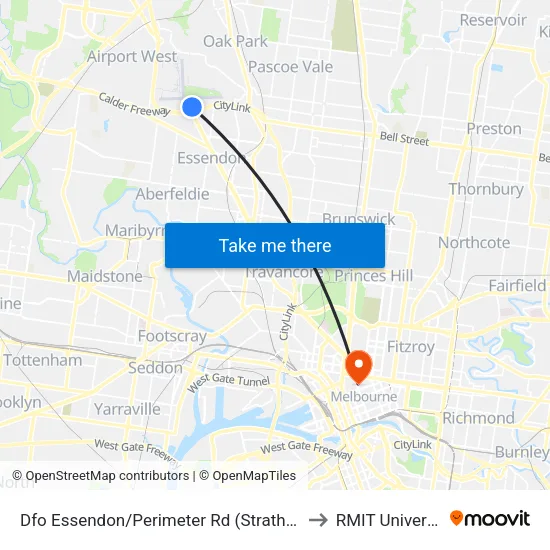 Dfo Essendon/Perimeter Rd to RMIT University map
